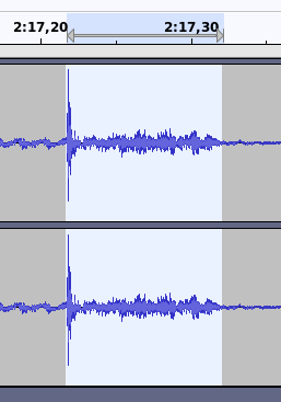 Waveform of the latency test on Linux with unpatched winepulse.drv